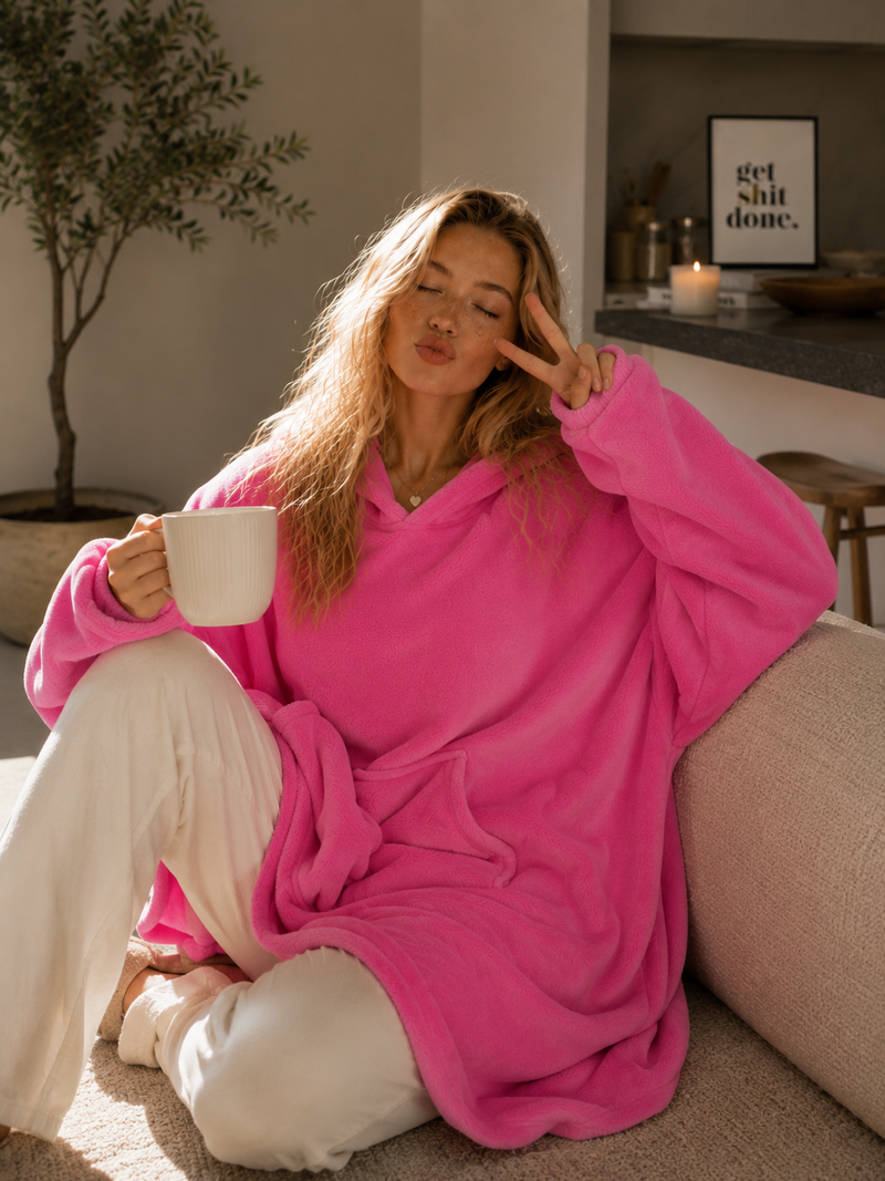 Double-sided Flannel Couple Nightgown with Hood