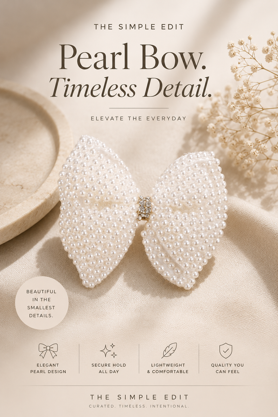 Hair Clip with Pearls for Kids and Adults