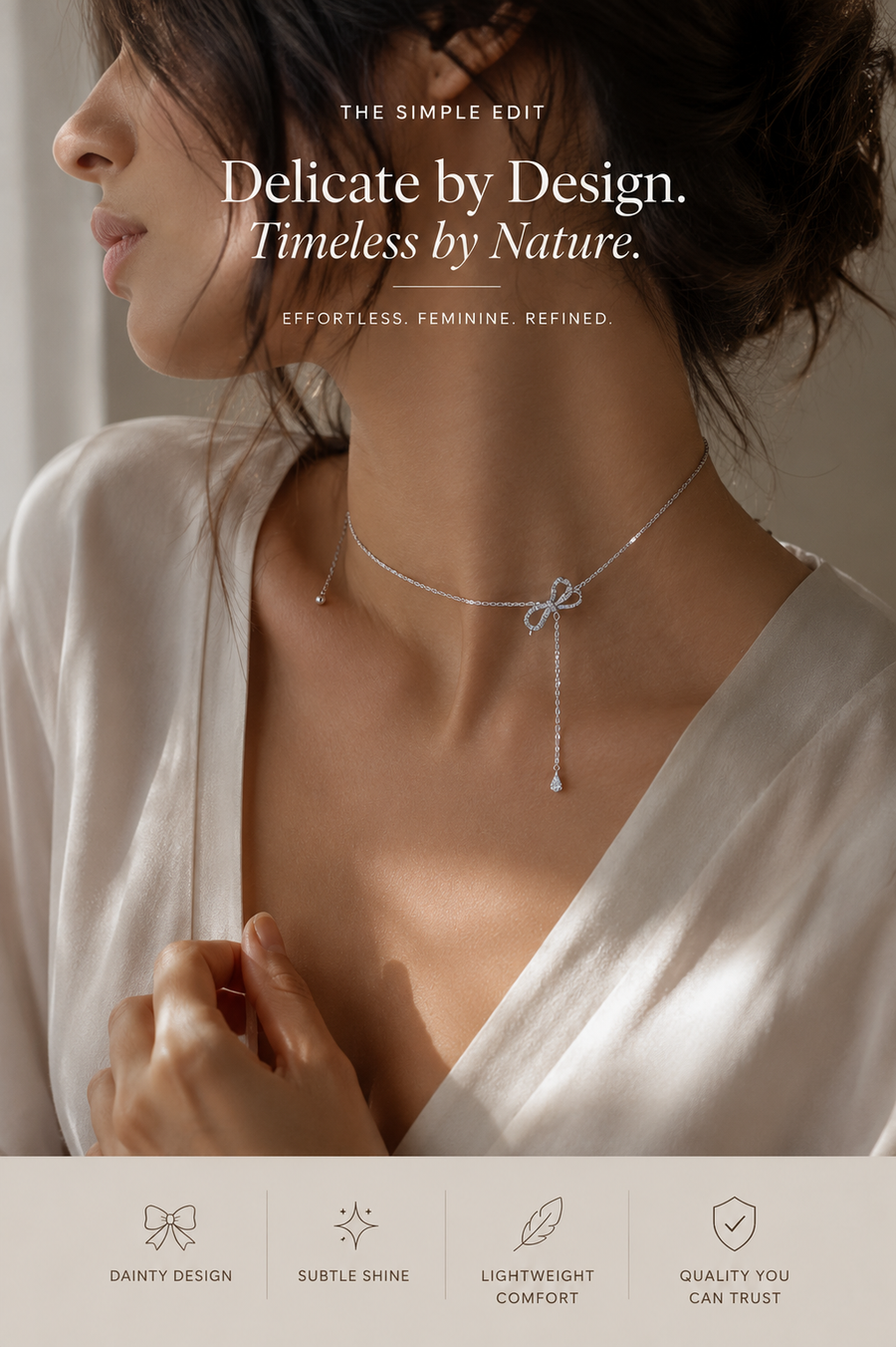 Women's Flash Diamond Bow Tassel Collar Necklace