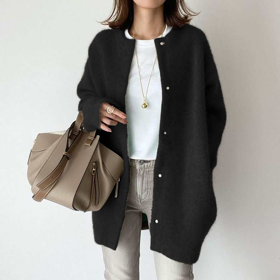 Women's Single-Breasted Cardigan — Soft Knit Layering Jacket